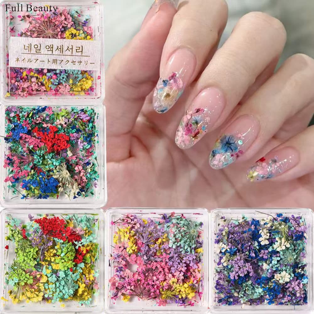 Japanese Style Ins Nail Art Accessories Mixed Color Lace Mixed Floral Petals Baby's Breath Small Dried Flowers DIY Nail Decorations