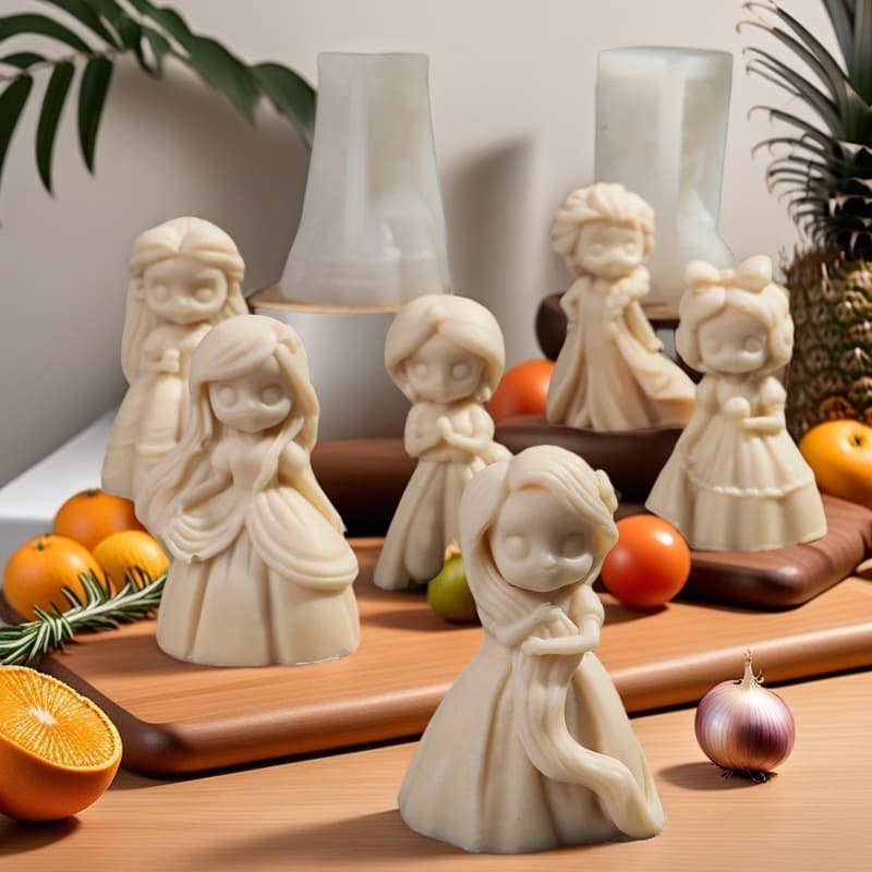 Cartoon Princess Series Plaster Silicone Mold Girl Doll Aromatherapy Candle Mold Diffusing Car Plaster Mold Ornaments