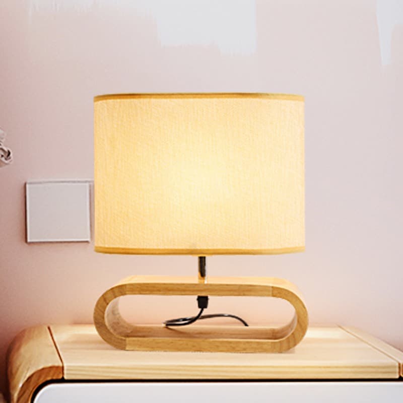 Modern Minimalist Wooden Table Lamp Bedroom Bedside Lighting Decor Nordic Solid Wood Art Study LED Fabric Gift Lamp