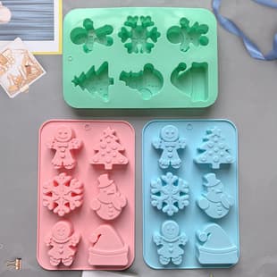Silicone Cake Mold 6-Cavity Christmas Tree Snowman Multi-Cavity Handmade Silicone Soap Mold DIY Baking Mold 763