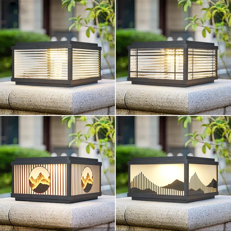 Solar pillar lamp glass outdoor waterproof villa courtyard lamp door pier fence lamp outdoor gate pillar lamp