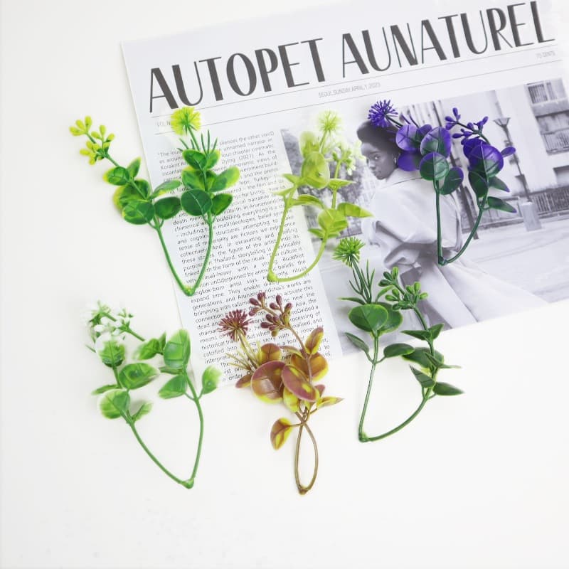 Simulated flower plastic accessories, water plant accessories, 2-pronged dandelion flowers, cones, water plants, green leaves, water plants, bonsai diy
