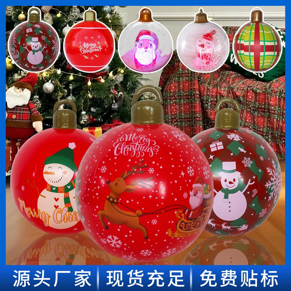 Cross-border Inflatable Christmas Balls for Yard Decoration, New Lantern Spheres with Remote Control Lights for Holiday Ambiance