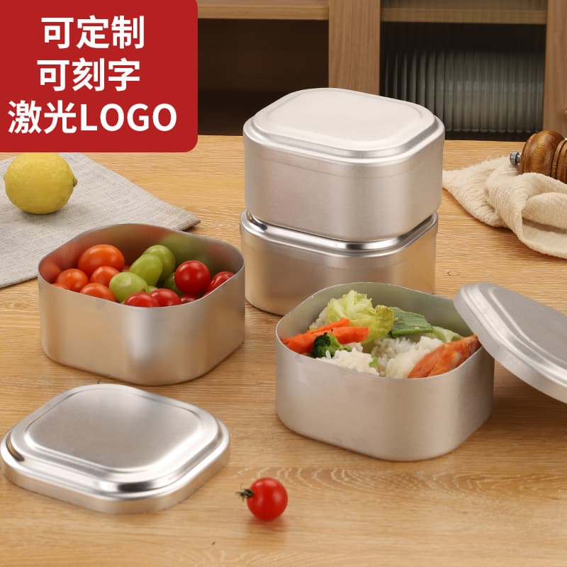 Aluminum Lunch Box Eco-Friendly Hygienic All-Aluminum Meal Box Retro Thickened Old-Style Lunch Box Factory Outdoor Camping Aluminum Bento Box
