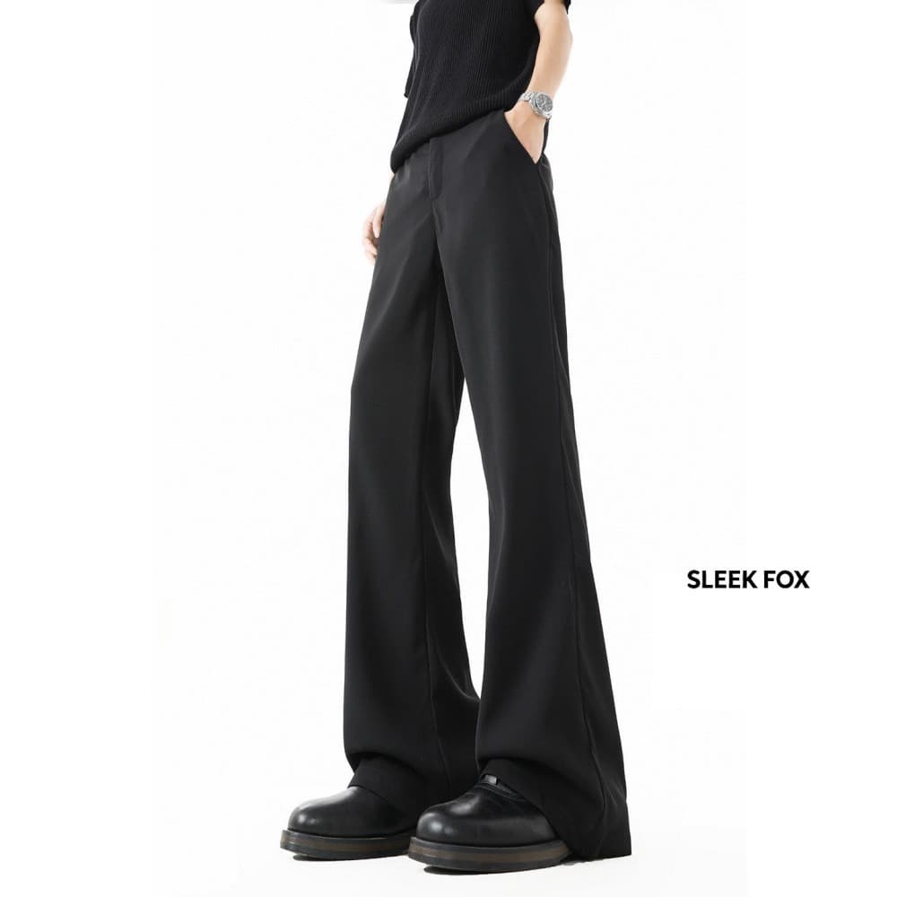 2026 New American High-Street Trendy Cleanfit Dress Pants Black Draped Casual Pants Summer Slight Flare Curved-Leg Pants