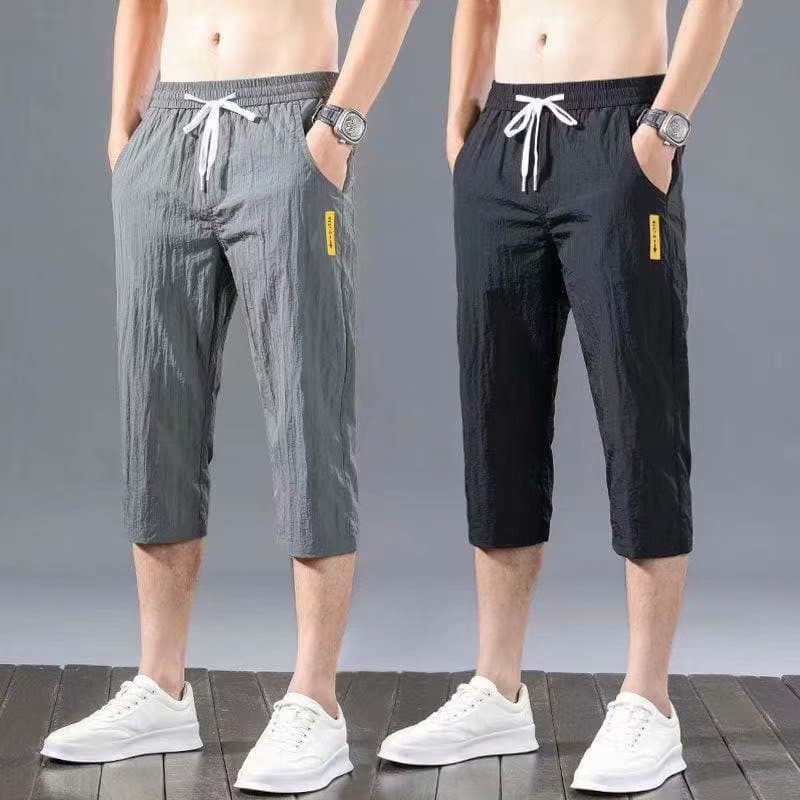 Ice Silk Shorts for Men Summer Thin Loose Fit Sports 7/10 Length 9/10 Length Casual Capri Pants Trendy Outerwear Mid-Length Trousers
