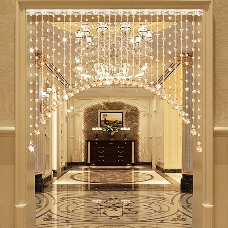 Crystal Bead Curtain Partition for Living Room, Bedroom, Hallway, Feng Shui Entrance, Bathroom, Room Hanging Curtain, Bead Decoration Door Curtain