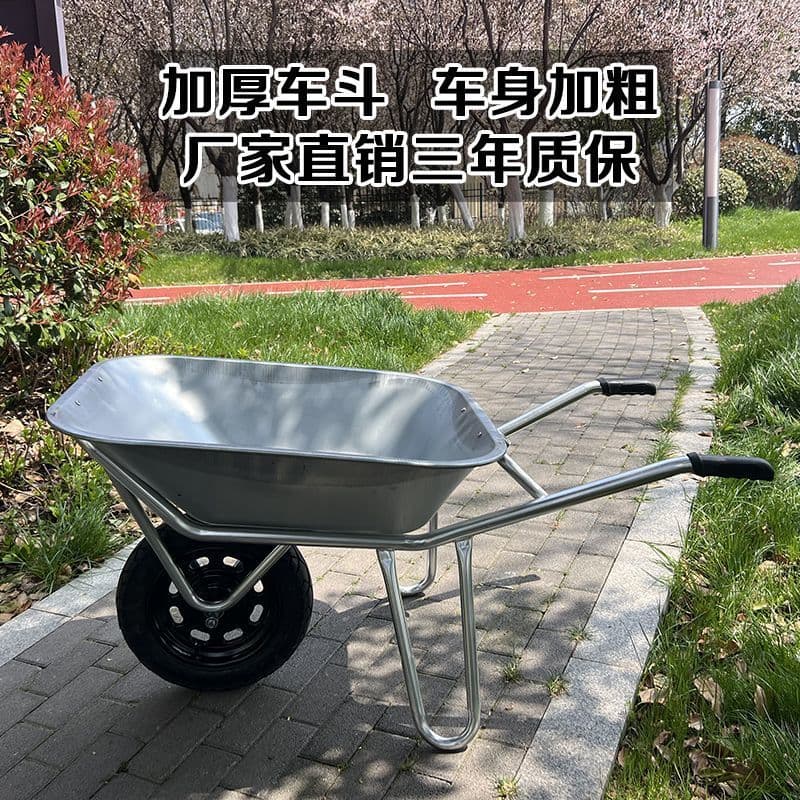 Thickened Agricultural Two-Wheel Trolley, Single-Wheel Hand Cart for Site Sand/Gravel, Household Waste or Fruit/Vegetable Transport