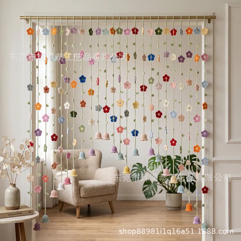 New Cross-Border Hand-Crocheted Flower Door Curtain