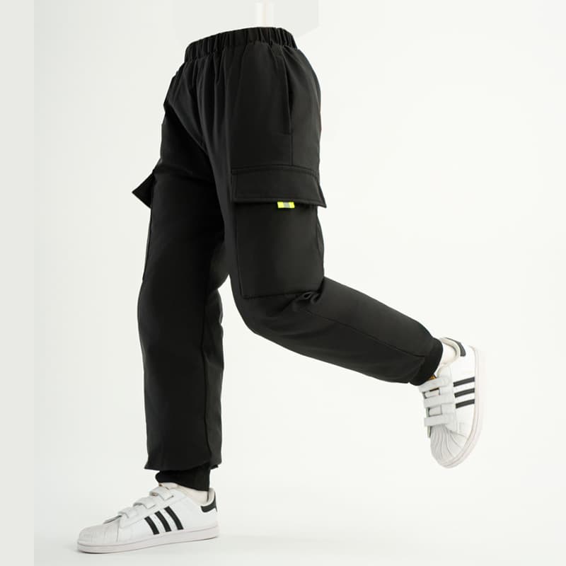 New national standard safe children's down pants, boys' and girls' student wear, children's work pants, thickened warm tapered pants for medium and large children