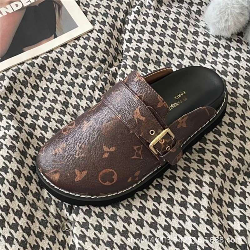 Donkey Brand Letter Slides for Women, New Thick-Soled Outdoor Slip-On Couple Half Slippers for Men, Cross-Border