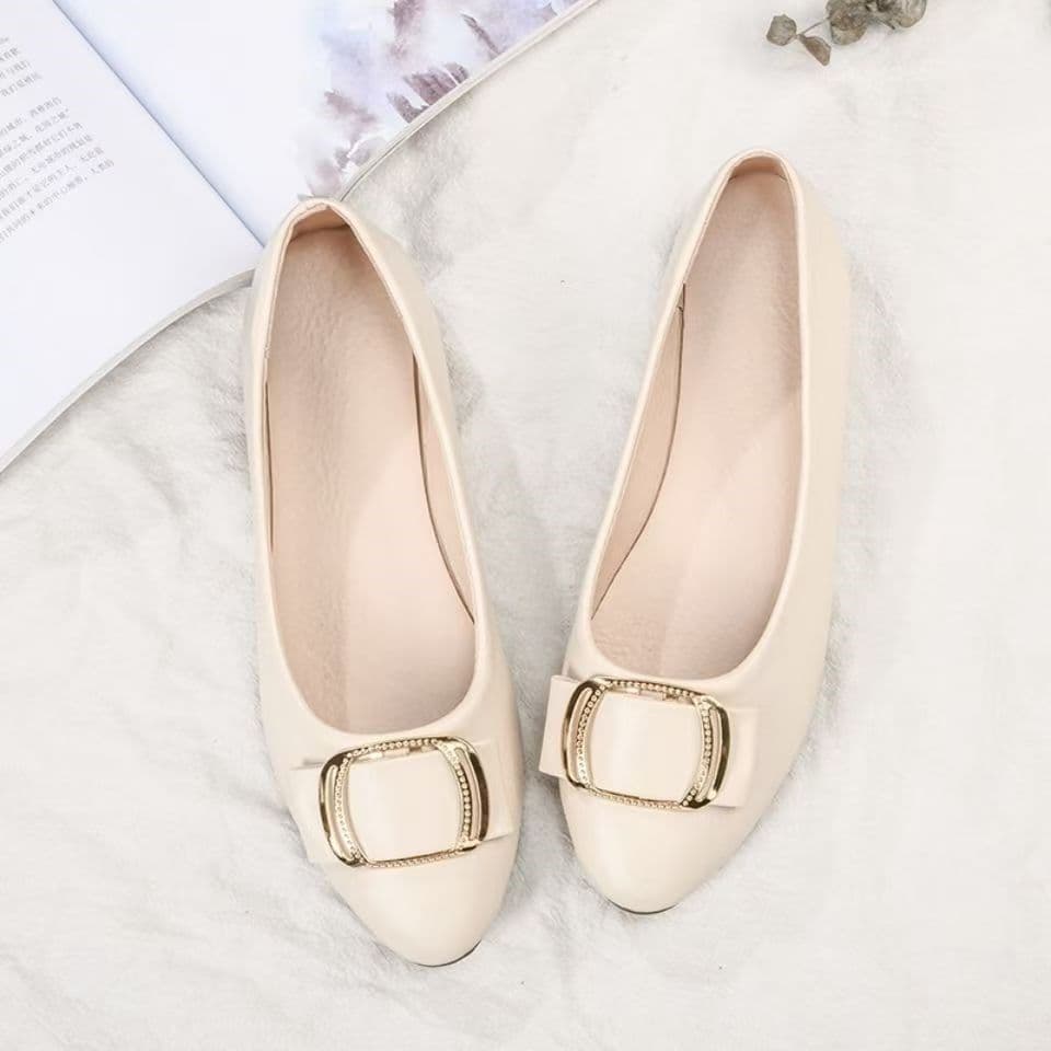Flat Shoes Soft Leather Women's New Cowhide Sole Shallow Beige Single Shoes Soft Sole Pointed Toe Versatile Women's 2025 Spring Summer Leather Shoes