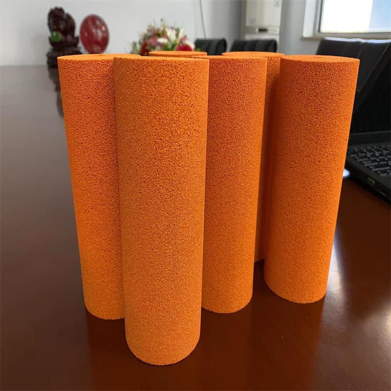 Custom Processing Orange Natural Rubber Open-Cell Foam, Colored Open-Cell Foam, EPDM Foam, Rubber Sleeves