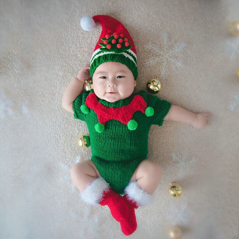 Children's Photography Clothing and Props, Newborn Full Moon Photo Shoot Knitwear, 100-Day Baby Christmas Theme Portrait Outfits