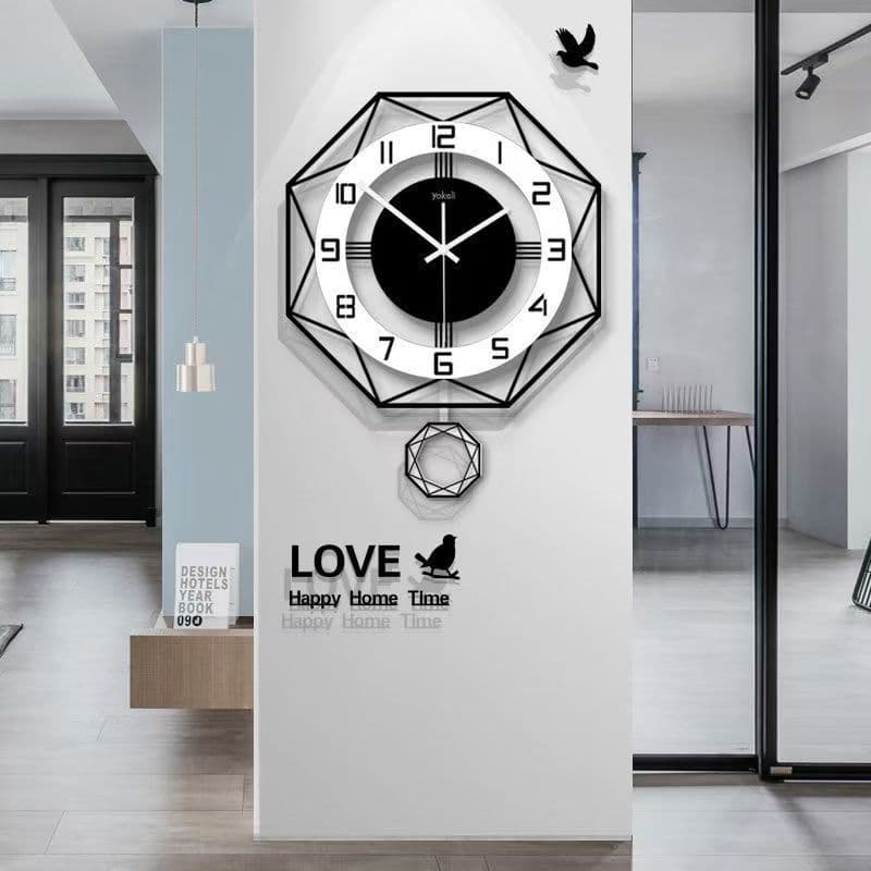 Living room wall clock creative authentic Nordic style silent atmospheric clock modern simple fashion clock wall hanging quartz clock