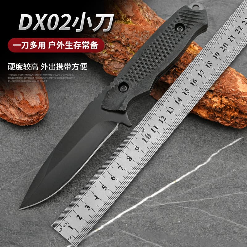 Outdoor Emergency Small Straight Knife Full Tang Fruit Knife Field Self-Defense High Hardness Rope Cutting Camping Survival Knife