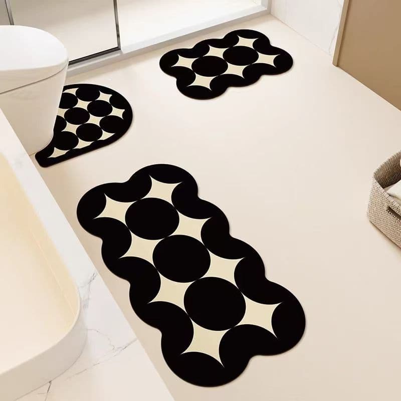 Bathroom Diatomaceous Earth Floor Mat, Non-Slip Home Rug for Shower Doorway, Toilet and Sink Set, Washstand Carpet