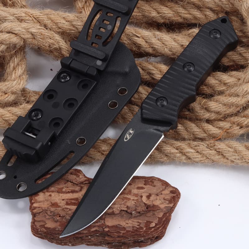 ZT Outdoor Camping Portable High Hardness Straight Knife Self-Defense Survival Camping Heavy Duty G10 Handle K-Sheath Knife