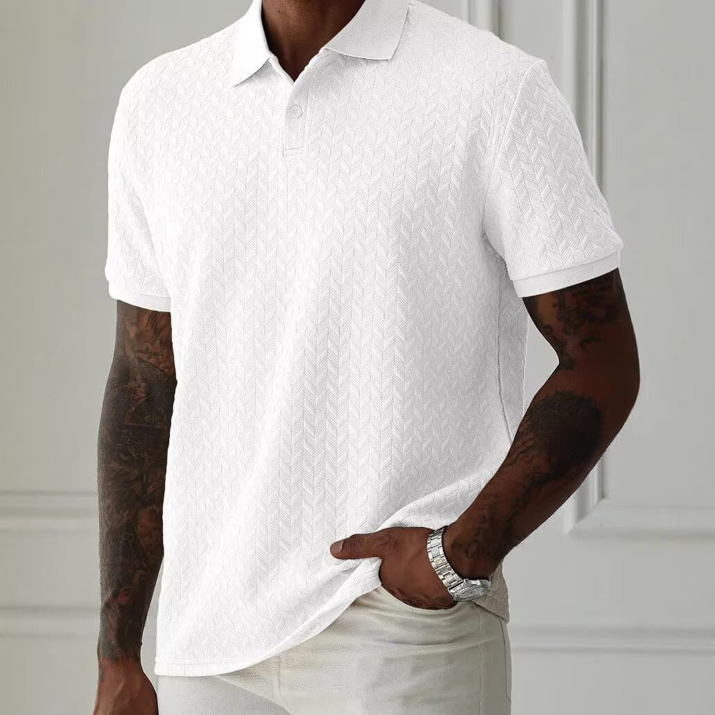 2026 Export Men's Summer Old Money Style Solid Color Turn-down Collar Relaxed Breathable Casual Short Sleeve T-Shirt Shirt In Stock
