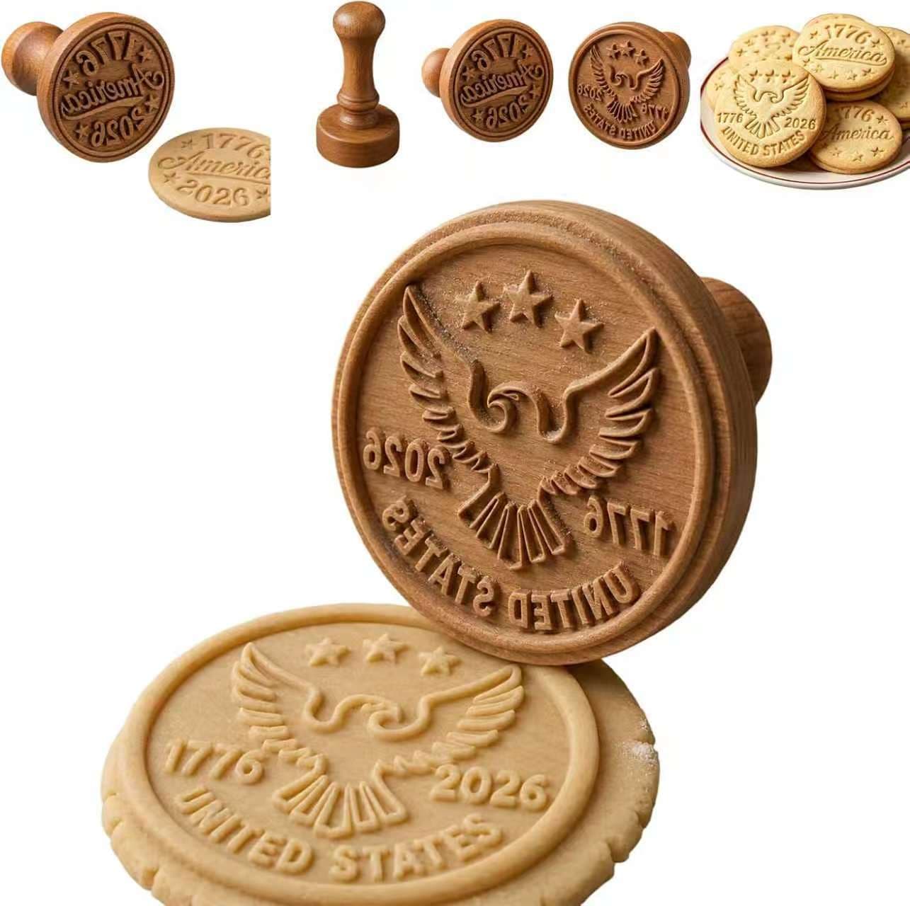 Cross-Border America 250 Wooden Cookie Stamp250th Anniversary Wooden Cookie Stamp