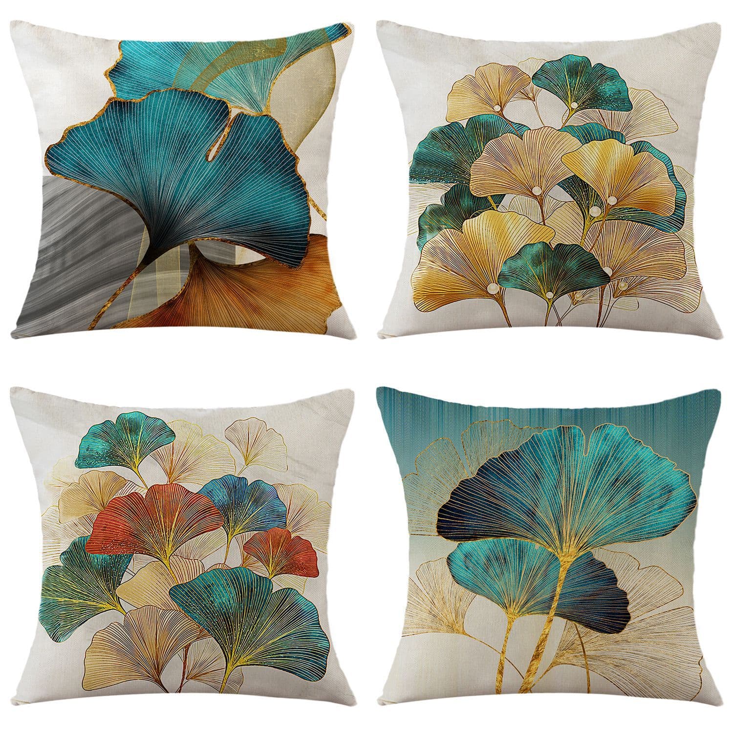 Pillow Amazon's Popular Home Ginkgo Plant Print Car Pillow Bedside Cushion Pillow Cover Wholesale