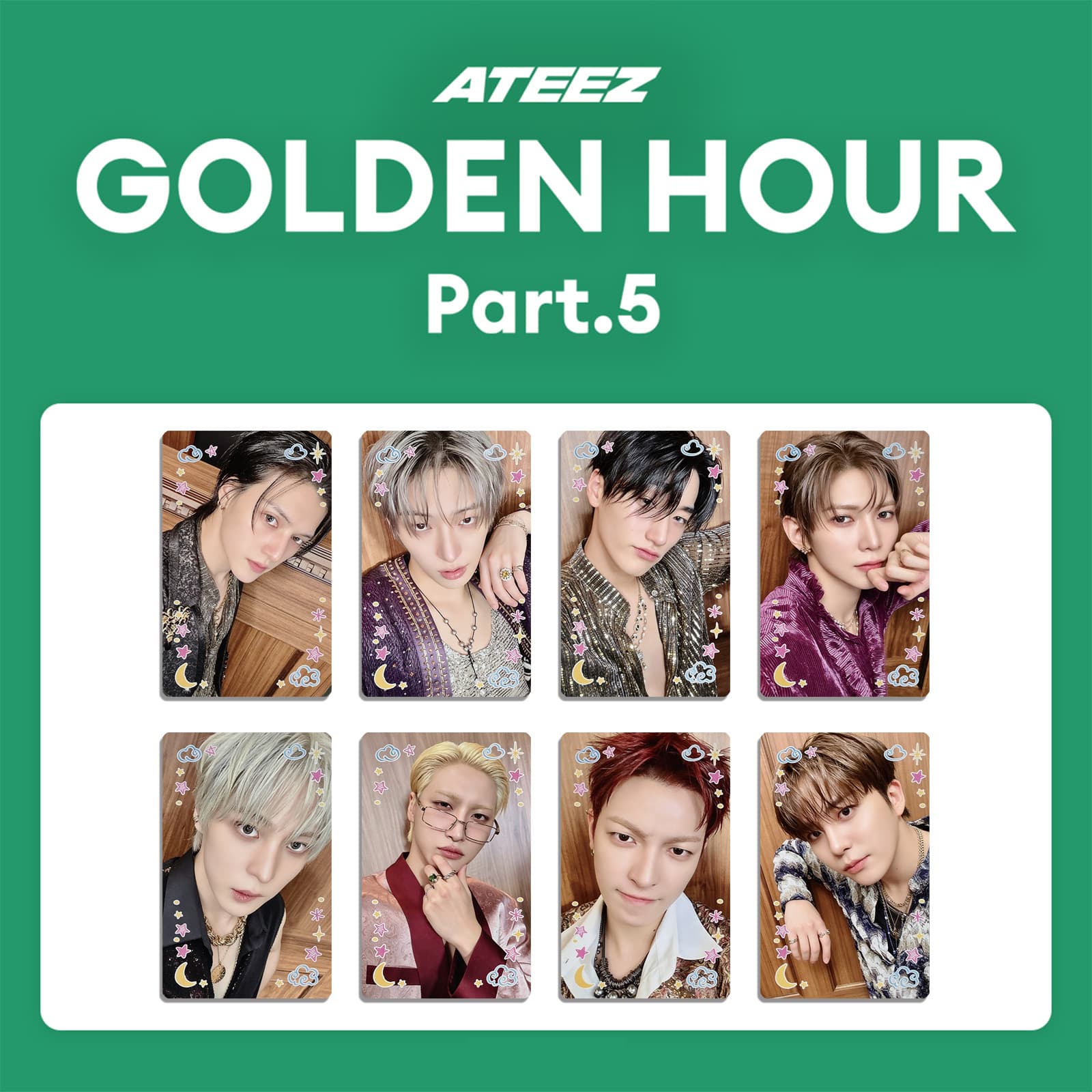 ATEEZ New Album "GOLDEN HOUR PART 5" Music Show Trading Card Collectible Card Merchandise