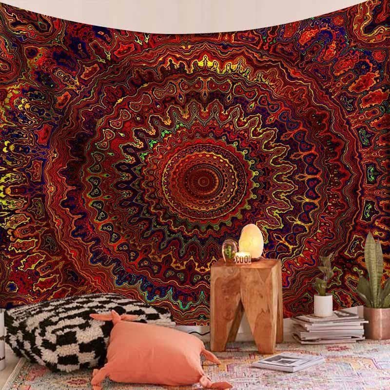 Indian Dhara mandala style hanging cloth room decoration wall cloth bedside background cloth retro boho style cloth blanket