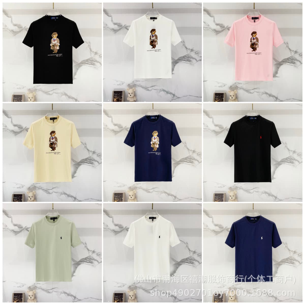 Cross-border ss foreign trade RL pony classic embroidered logo summer popular round neck short-sleeved T-shirt for men and women