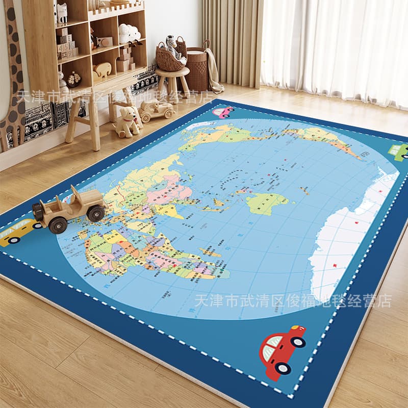 Home Crystal Velvet Carpet for Living Room Large Area Full Coverage Game Carpet Cartoon Children's Room Water-Absorbent Wear-Resistant Carpet