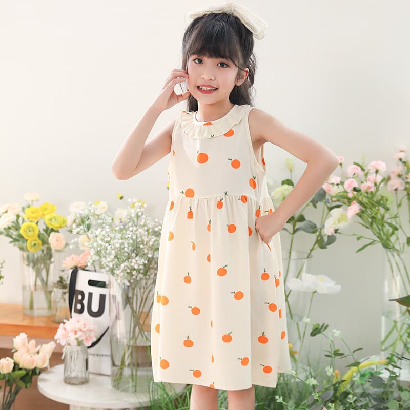 Girls Summer Dress 2024 Princess Style Shoulder Bared Skirt Little Girl Summer Chiffon Dress Cute Animal Striped Floral Print