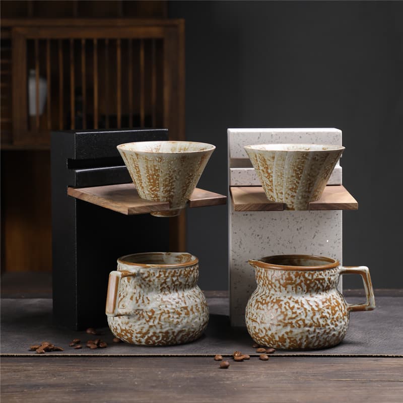 Ceramic Pour Over Coffee Set Cross-Border Supply Home Use V60 Coffee Drip Stand & Carafe Set