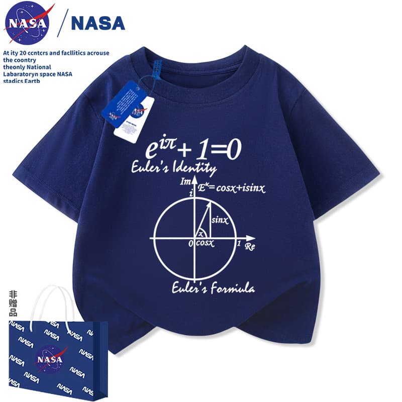 NASA Euler's Identity Short Sleeve T-Shirt for Men, Women, and Children, 100% Cotton, New Summer Style, Kids' and Students' Cotton Half-Sleeve Top