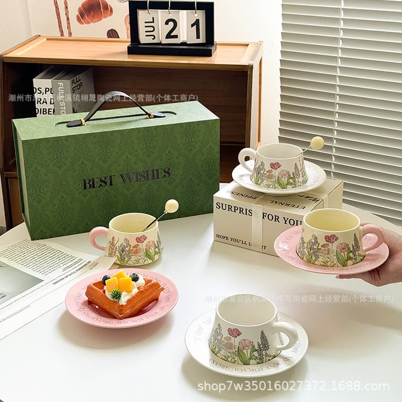 High-End Couple Mugs Gift Box Set, Wedding Favor, Housewarming Gift, Ceramic Coffee Cup, Exquisite Mug