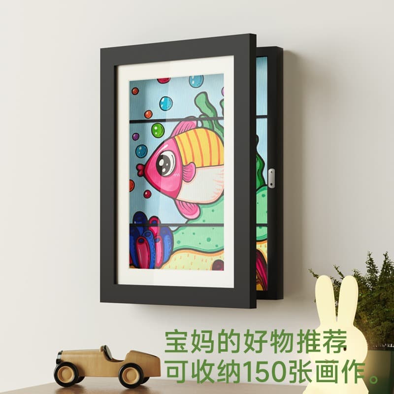 Amazon Best Selling KidsArtFrames Children's Flip Magnetic Photo Frame Wooden Photo Frame Art Storage