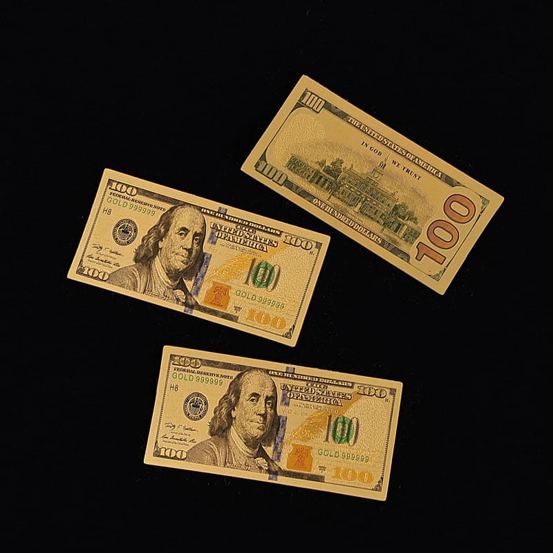 Factory Direct Plastic PET Gold Foil Cards 100 Mini Commemorative Notes Colorful Double-Sided Printing Custom Logo Available