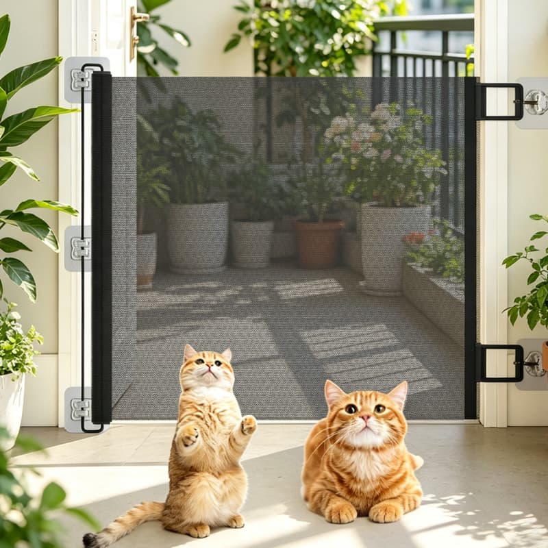 No-Drill Anti-Escape Cat Gate Auto-Retractable Pet Fence Anti-Jump Partition Barrier Door Cat Door Entry Barrier