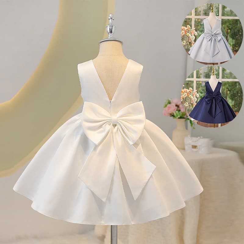 Baby Formal Dress Birthday Princess Dress Bow Sweet Style First Birthday Tulle Dress 2025 New Girls' Dress Summer