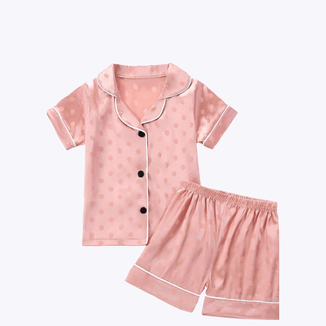 1615 Flame-Retardant Summer New Children's Pajama Set Classic Polka Dot Jacquard Casual Homewear for Boys and Girls