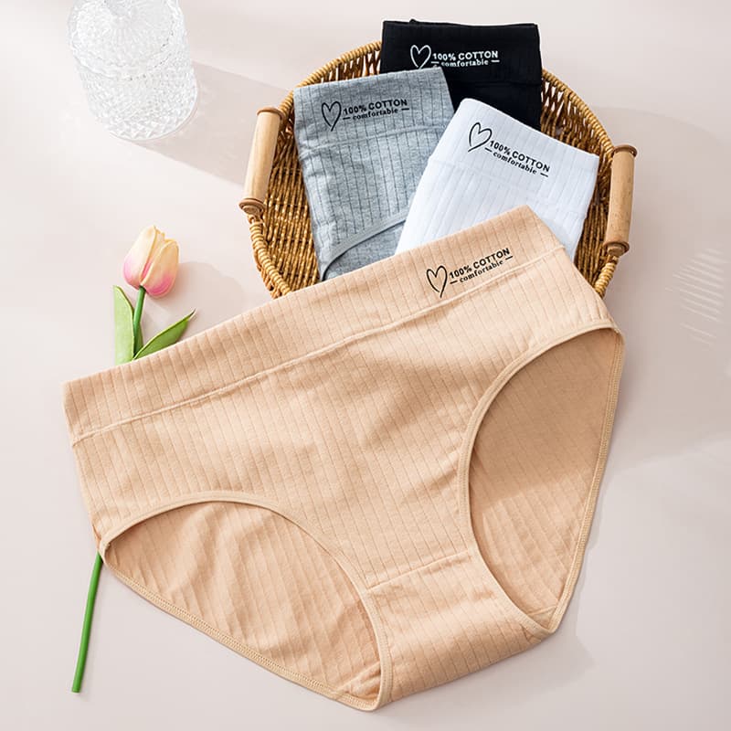 Cross-border Women's Plus Size Cotton Panties, Hip Lifting, Tummy Control, Breathable, Mid-High Waist, Striped Women's Underwear Wholesale