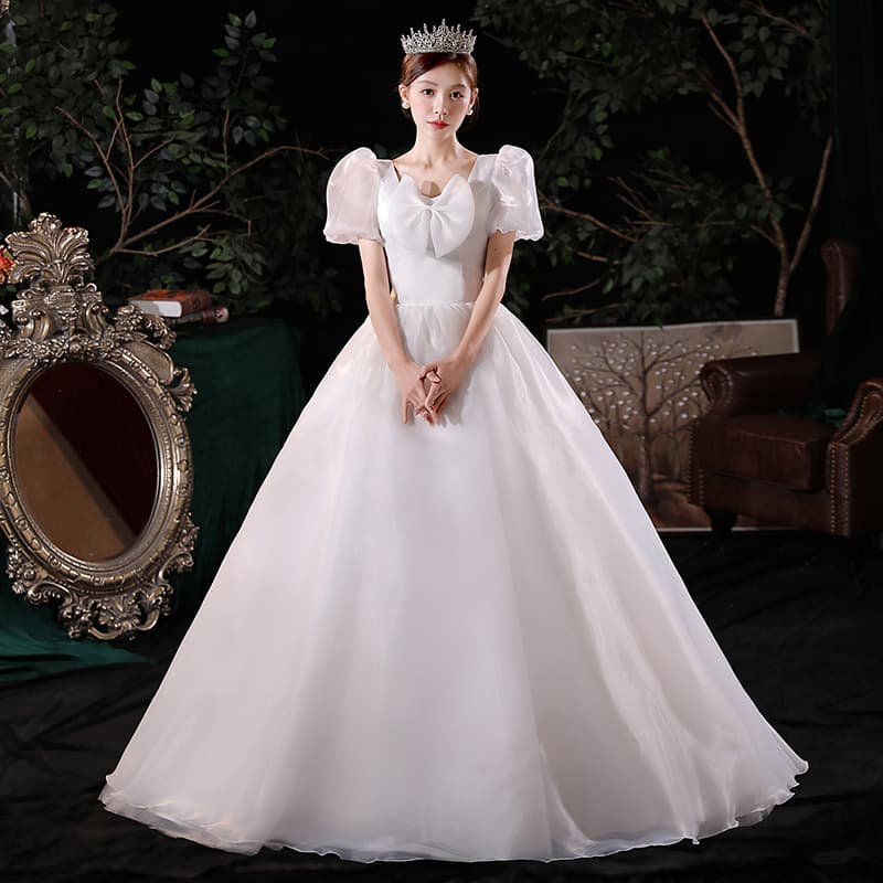 Wedding Dress 2025 Summer New Bowknot Petite French Princess Short Train Travel Wedding Gown