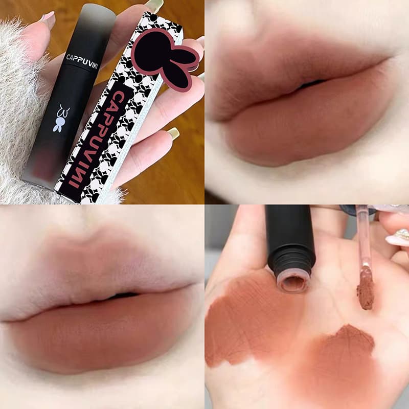 Cappuvini Reverse Macaron Powder Lip Mud Matte Velvet Lip Gloss Long-Lasting Lipstick