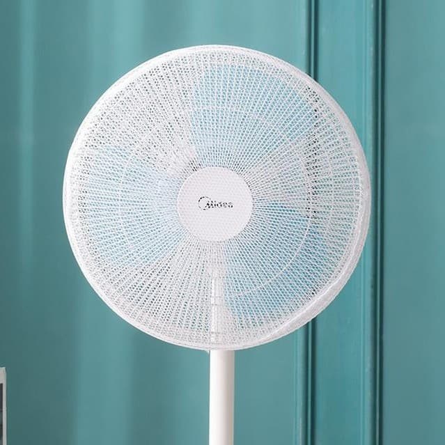 Black and White Elastic Fan Cover Protective Mesh Anti-Pinch Child Safety Guard for Floor Fan Dust Protection