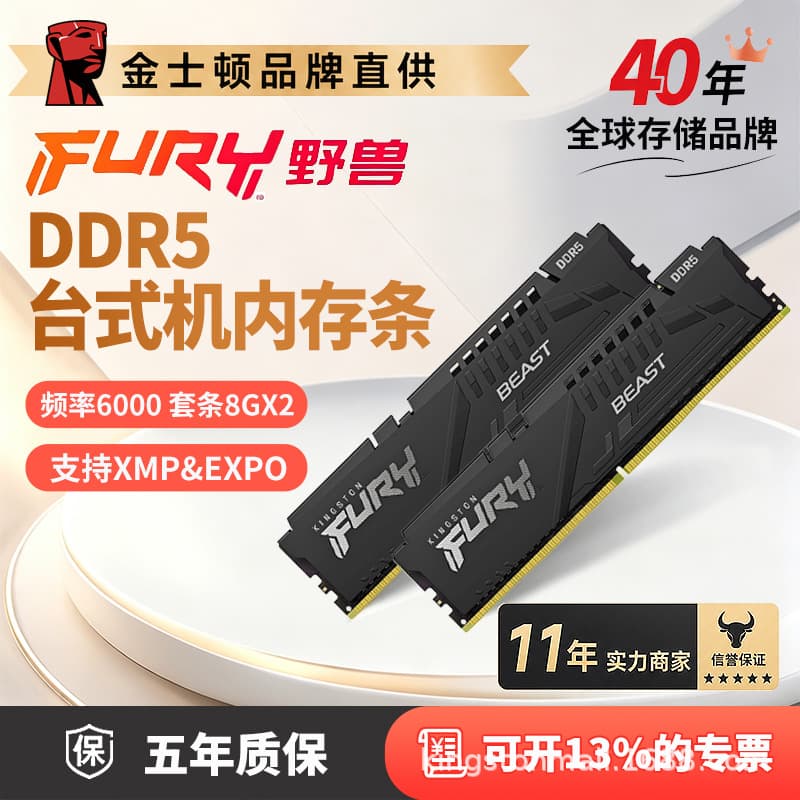 Kingston Fury Beast DDR5 6000MHz 8GB*2 Desktop Memory Kit