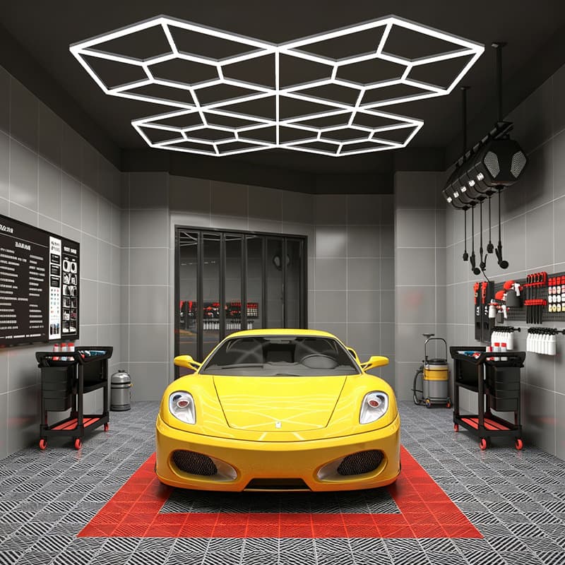Honeycomb grille lamp for car wash room High-bright hexagonal splicing commercial style chandelier for car beauty work station