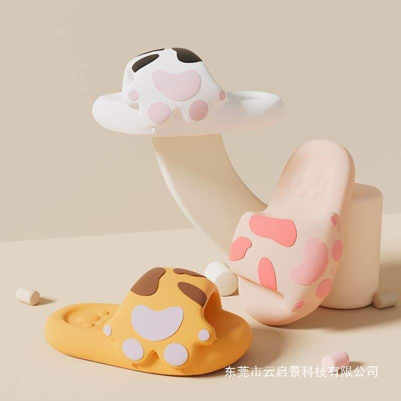Cute couple cat claw slippers for women new summer home indoor non-slip soft bottom parent-child slippers comfortable high heels
