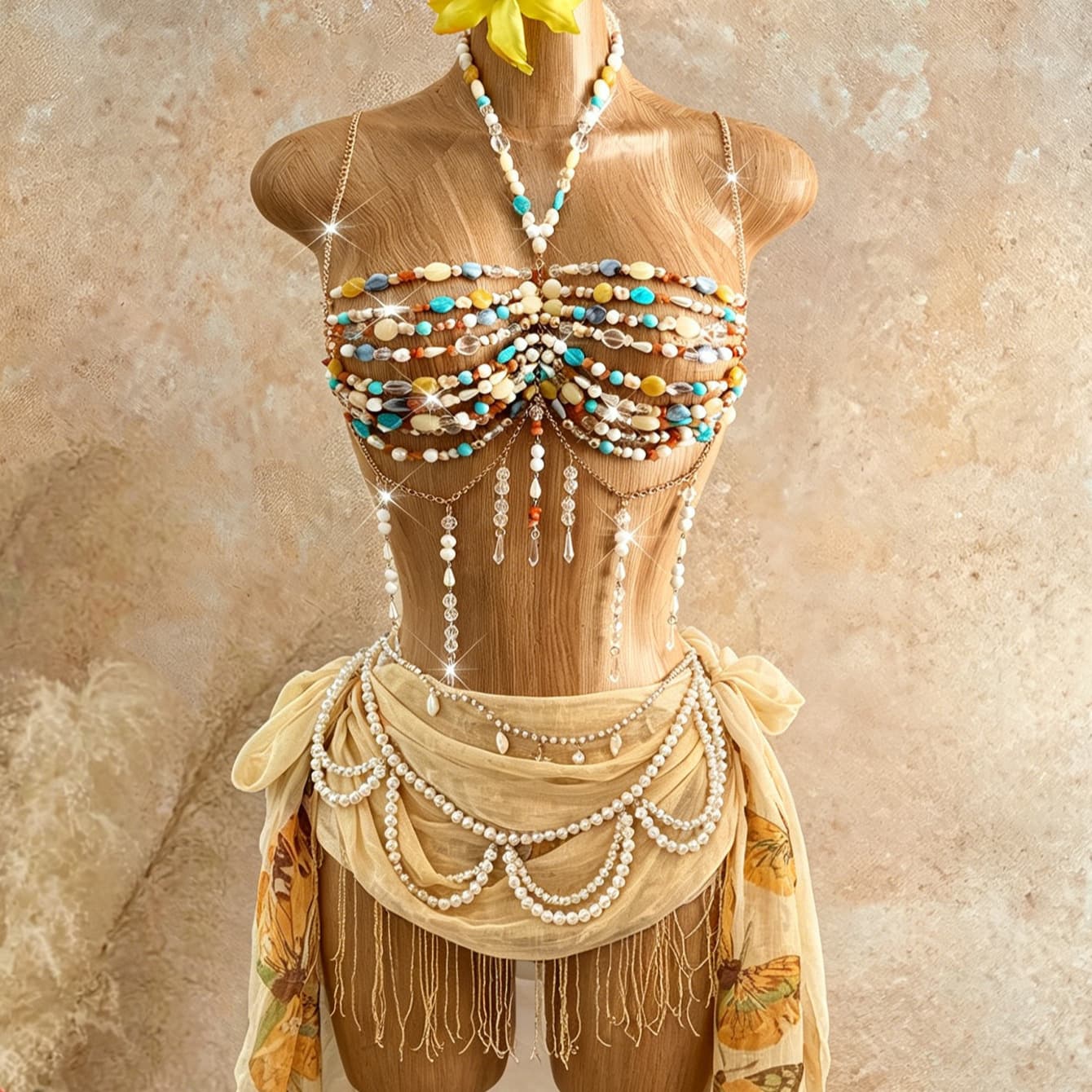 European and American New Style Sexy Hot Girl Camisole for Women, Suitable for Outerwear or Inner Wear, with a Chest Piece Adorned with Beads and Gemstones, Body Chain Top