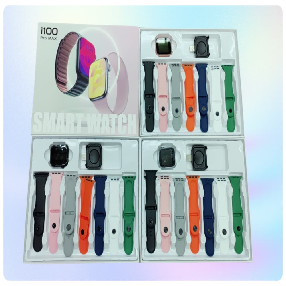 i100 Smart Watch 7-in-1 Set Multifunctional Bluetooth Call Heart Rate Pedometer Sports Watch Factory Silicone
