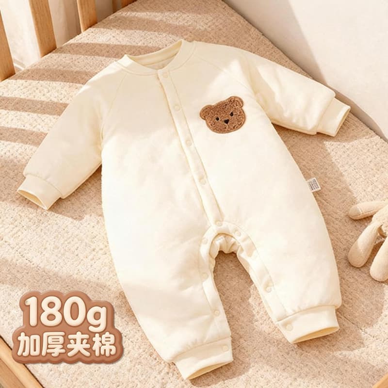 Warm Pure Cotton Long Sleeve Baby Romper A-Class Fleece Lined Autumn Winter Clothes for Infants Non-Boneless Comfortable Crawling Suit