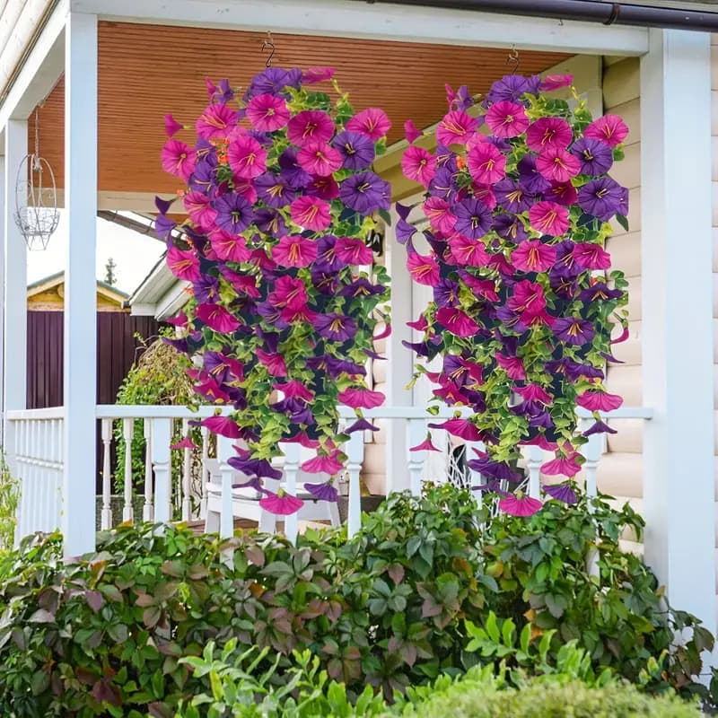 Cross-border Amazon simulated flower eucalyptus morning glory silk flower home wedding outdoor courtyard wall hanging vine fake flower
