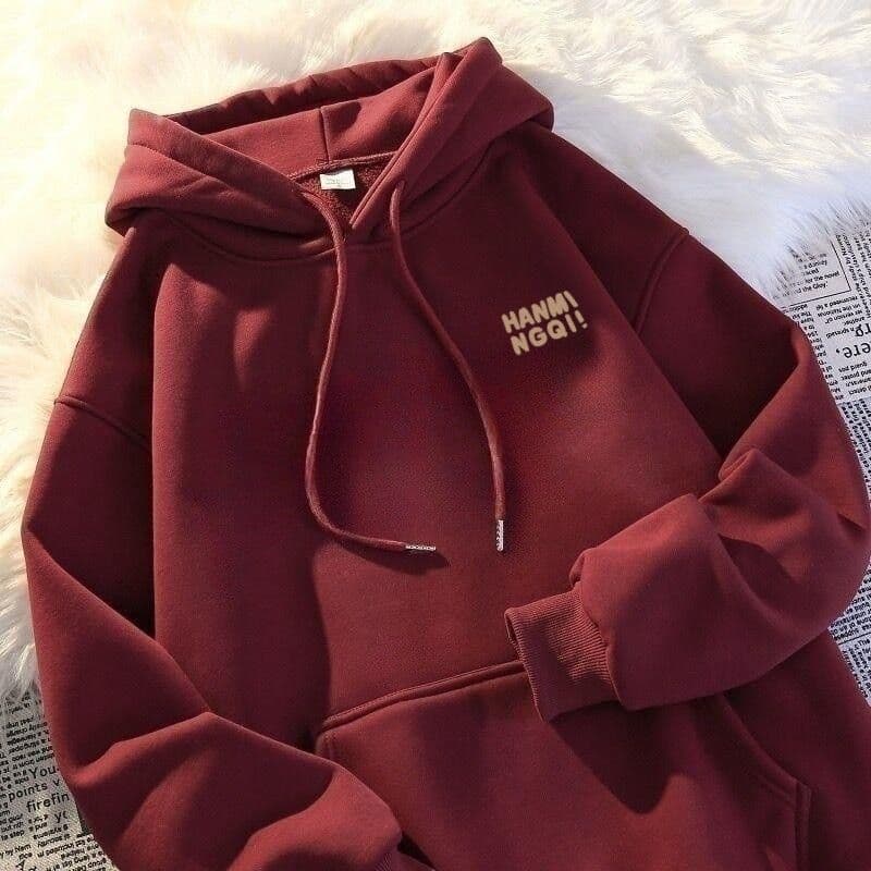 Trendy hooded sweatshirt for women, Korean style loose fleece-lined thick/thin fashion versatile Harajuku style jacket for autumn and winter.